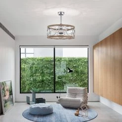 Ofelia 24.4 in. Indoor Silver and Brown Ceiling Fan with Light Kit and Remote Included by Warehouse of Tiffany -Warehouse of Tiffany Shop silver and brown warehouse of tiffany ceiling fans with lights dw01w01ic 31 1000