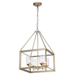 Tamara 4-Light Antique Silver Pendant with Clear Shade by Warehouse of Tiffany