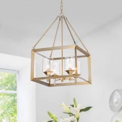 Tamara 4-Light Antique Silver Pendant with Clear Shade by Warehouse of Tiffany -Warehouse of Tiffany Shop silver finish warehouse of tiffany chandeliers hm0584 c3 1000