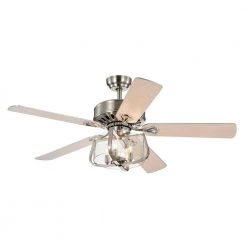 Mari 52 in. 4-Light Indoor Silver Remote Controlled Ceiling Fan with Light Kit by Warehouse of Tiffany