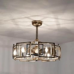 Neske 26.8 in. Indoor Silver Finish Ceiling Fan with Light Kit and Remote Included by Warehouse of Tiffany -Warehouse of Tiffany Shop silver warehouse of tiffany ceiling fans with lights dw01w05as 4f 1000