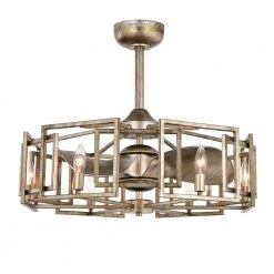 Neske 26.8 in. Indoor Silver Finish Ceiling Fan with Light Kit and Remote Included by Warehouse of Tiffany