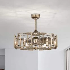 Neske 26.8 in. Indoor Silver Finish Ceiling Fan with Light Kit and Remote Included by Warehouse of Tiffany -Warehouse of Tiffany Shop silver warehouse of tiffany ceiling fans with lights dw01w05as 77 1000