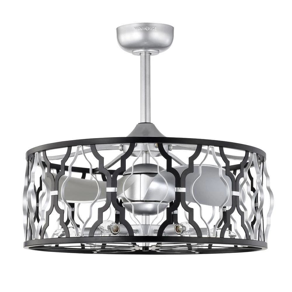 Netanel 24.4 in. Indoor Silver Finish Ceiling Fan with Light Kit and Remote Included by Warehouse of Tiffany 4 Netanel 24.4 in. Indoor Silver Finish Ceiling Fan with Light Kit and Remote Included by Warehouse of Tiffany - Image 2