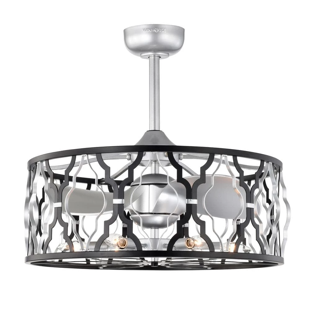 Netanel 24.4 in. Indoor Silver Finish Ceiling Fan with Light Kit and Remote Included by Warehouse of Tiffany 3 Netanel 24.4 in. Indoor Silver Finish Ceiling Fan with Light Kit and Remote Included by Warehouse of Tiffany