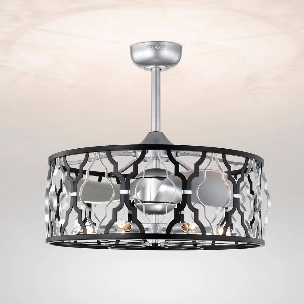 Netanel 24.4 in. Indoor Silver Finish Ceiling Fan with Light Kit and Remote Included by Warehouse of Tiffany 5 Netanel 24.4 in. Indoor Silver Finish Ceiling Fan with Light Kit and Remote Included by Warehouse of Tiffany - Image 3