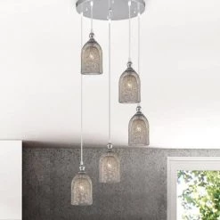 Lilah 5-Light Indoor Silver Cluster Cylinder Pendant Light with Light Kit by Warehouse of Tiffany -Warehouse of Tiffany Shop silver warehouse of tiffany chandeliers imp54j 5fs 4f 1000