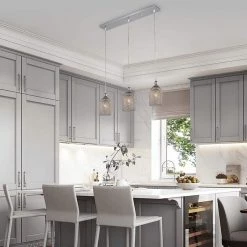 Emili 61 in. 3-Light Indoor Silver Linear Pendant Light with Light Kit by Warehouse of Tiffany 9 Emili 61 in. 3-Light Indoor Silver Linear Pendant Light with Light Kit by Warehouse of Tiffany -Warehouse of Tiffany Shop silver warehouse of tiffany chandeliers imp54l 3fs 31 1000