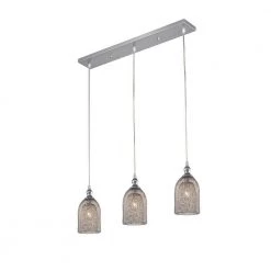 Emili 61 in. 3-Light Indoor Silver Linear Pendant Light with Light Kit by Warehouse of Tiffany