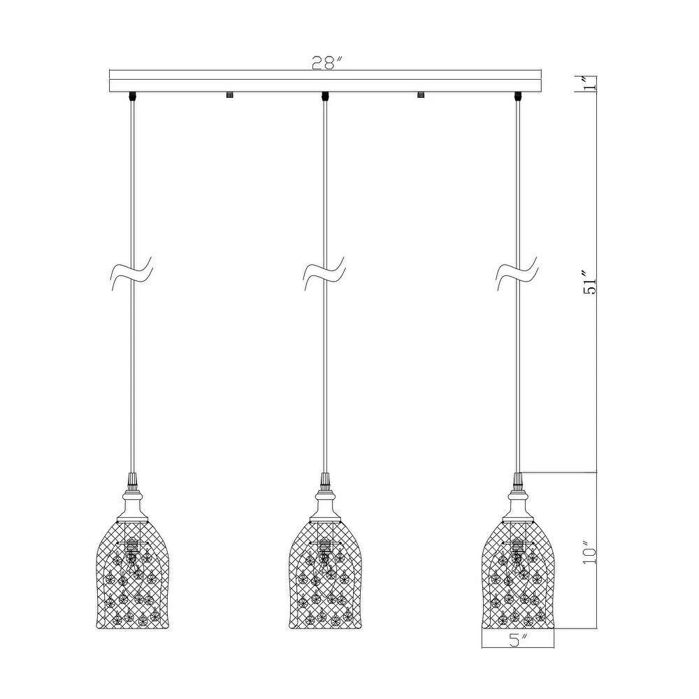 Emili 61 in. 3-Light Indoor Silver Linear Pendant Light with Light Kit by Warehouse of Tiffany 4 Emili 61 in. 3-Light Indoor Silver Linear Pendant Light with Light Kit by Warehouse of Tiffany - Image 2