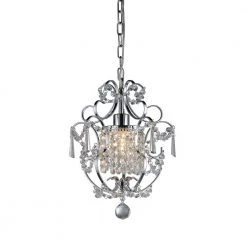 Veronica 1-Light Silver Crystal Indoor Hanging Chandelier by Warehouse of Tiffany