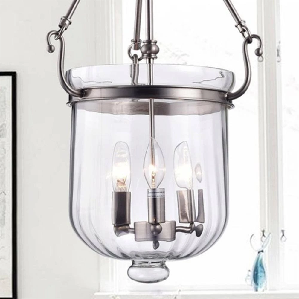 Winfield 14 in. 3-Light Indoor Silver Pendant Lamp with Light Kit by Warehouse of Tiffany 4 Winfield 14 in. 3-Light Indoor Silver Pendant Lamp with Light Kit by Warehouse of Tiffany - Image 2