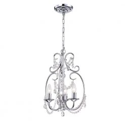 Abrilia 21 in. 3-Light Indoor Silver Finish Pendant Lamp Chandelier with Light Kit by Warehouse of Tiffany