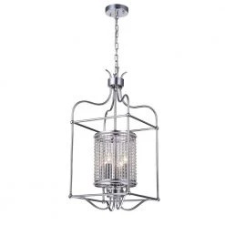 Cariana 15 in. 4-Light Indoor Silver Pendant Lamp with Light Kit by Warehouse of Tiffany