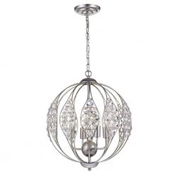 Comelia 17 in. 3-Light Indoor Silver Pendant Lamp with Light Kit by Warehouse of Tiffany