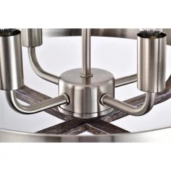 Kasia 14 in. 4-Light Indoor Satin Silver and Faux Wood Grain Finish Flush Mount with Light Kit by Warehouse of Tiffany -Warehouse of Tiffany Shop silver warehouse of tiffany flush mount lights 2032 4 44 1000