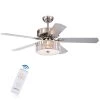 Kimalex 52 in. Indoor Silver Finsh Remote Controlled Ceiling Fan with Light Kit by Warehouse of Tiffany -Warehouse of Tiffany Shop silver warehouse of tiffany flush mount lights cfl 8174remo sn 64 1000