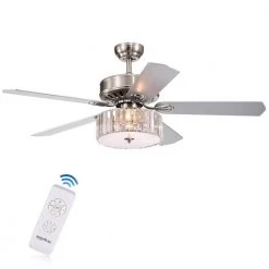 Kimalex 52 in. Indoor Silver Finsh Remote Controlled Ceiling Fan with Light Kit by Warehouse of Tiffany
