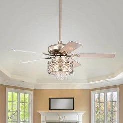 Toten 52 in. Indoor Silver Finsh Remote Controlled Ceiling Fan with Light Kit by Warehouse of Tiffany -Warehouse of Tiffany Shop silver warehouse of tiffany flush mount lights cfl 8440remo as 31 1000