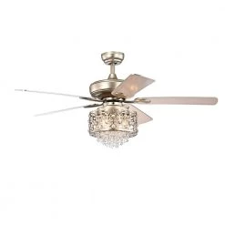 Toten 52 in. Indoor Silver Finsh Remote Controlled Ceiling Fan with Light Kit by Warehouse of Tiffany