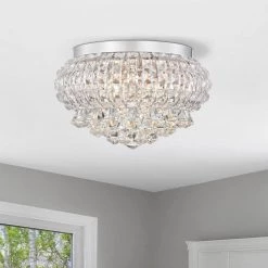 Gail 10 in. 4-Light Indoor Silver Finish Flush Mount Light with Light Kit by Warehouse of Tiffany -Warehouse of Tiffany Shop silver warehouse of tiffany flush mount lights mx36 4si 4f 1000