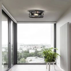 Mico 12 in. 2-Light Indoor Weathered Black Flush Mount Ceiling Light with Light Kit by Warehouse of Tiffany -Warehouse of Tiffany Shop weathered black warehouse of tiffany flush mount lights cd037 2 31 1000