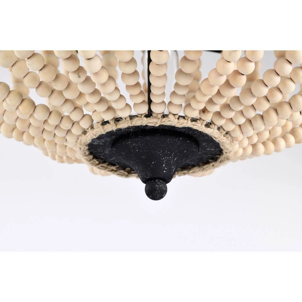 Xasan 19 in. 3-Light Indoor Weathered Black and Beige Semi-Flush Mount Light with Light Kit by Warehouse of Tiffany 5 Xasan 19 in. 3-Light Indoor Weathered Black and Beige Semi-Flush Mount Light with Light Kit by Warehouse of Tiffany - Image 3