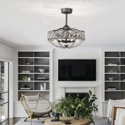 Sandi 24 in. 6-Light Indoor Weathered Dark Grey Ceiling Fan with Light Kit by Warehouse of Tiffany -Warehouse of Tiffany Shop weathered dark grey warehouse of tiffany ceiling fans with lights dl01p11ac 31 1000