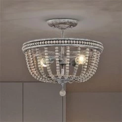 Pocany 16 in. 2-Light Indoor Weathered Grey Semi-Flush Mount Ceiling Light with Light Kit by Warehouse of Tiffany