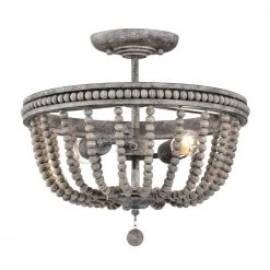 Pocany 16 in. 2-Light Indoor Weathered Grey Semi-Flush Mount Ceiling Light with Light Kit by Warehouse of Tiffany -Warehouse of Tiffany Shop weathered gray warehouse of tiffany flush mount lights imc816a 2 c3 1000