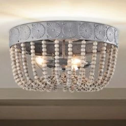 Poury 16 in. 3-Light Indoor Weathered Grey Flush Mount Ceiling Light with Light Kit by Warehouse of Tiffany