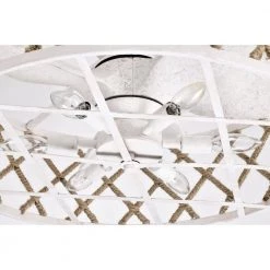 Shaunda 25 in. 6-Light Indoor Weathered White and Beige Rattan Ceiling Fan with Light Kit by Warehouse of Tiffany -Warehouse of Tiffany Shop weathered white warehouse of tiffany ceiling fans with lights dw01w67wh 1d 1000