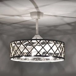 Shaunda 25 in. 6-Light Indoor Weathered White and Beige Rattan Ceiling Fan with Light Kit by Warehouse of Tiffany -Warehouse of Tiffany Shop weathered white warehouse of tiffany ceiling fans with lights dw01w67wh 1f 1000