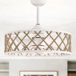 Shaunda 25 in. 6-Light Indoor Weathered White and Beige Rattan Ceiling Fan with Light Kit by Warehouse of Tiffany -Warehouse of Tiffany Shop weathered white warehouse of tiffany ceiling fans with lights dw01w67wh 4f 1000