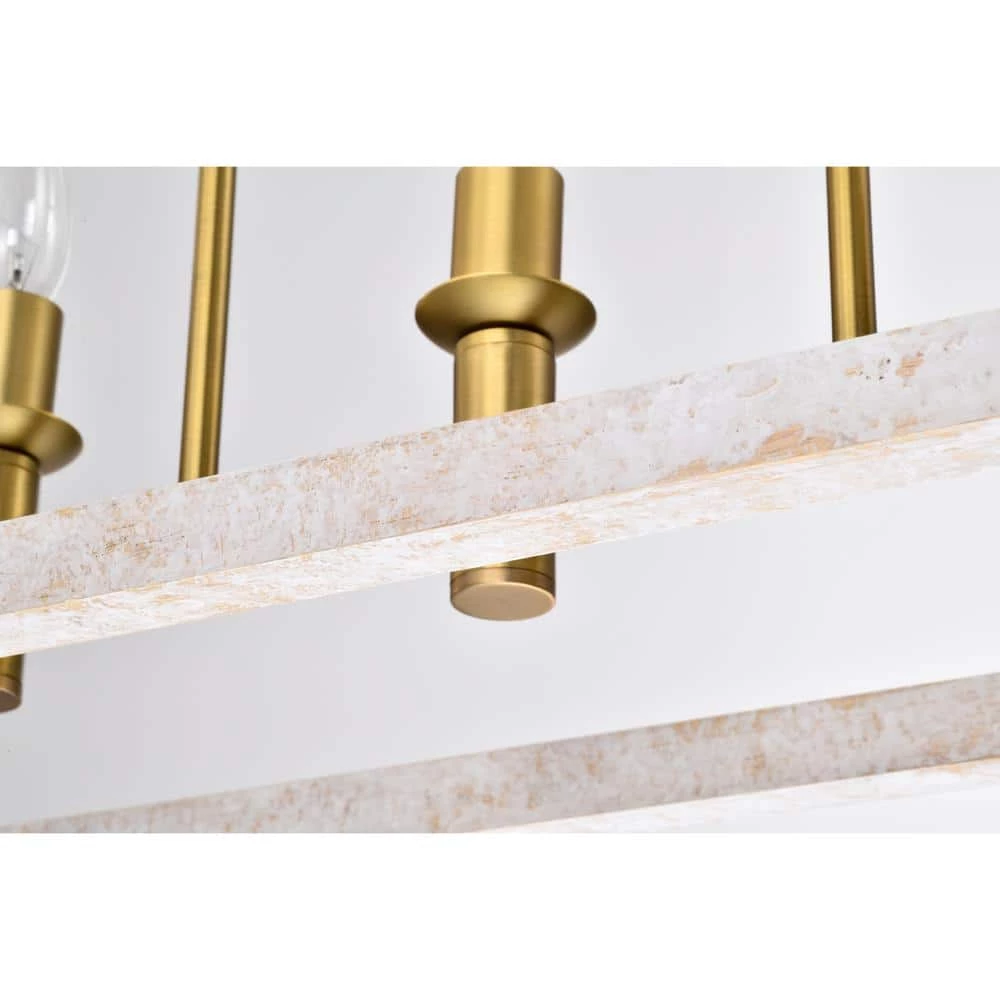 Nermin 39 in. 5-Light Indoor Satin Gold Finish Chandelier with Light Kit by Warehouse of Tiffany 5 Nermin 39 in. 5-Light Indoor Satin Gold Finish Chandelier with Light Kit by Warehouse of Tiffany - Image 3