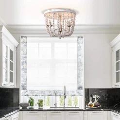 Dawid 14 in. 3-Light Indoor Weathered White and Matte Gold Finish Flush Mount with Light Kit by Warehouse of Tiffany -Warehouse of Tiffany Shop weathered white warehouse of tiffany flush mount lights cd021 3wh 31 1000