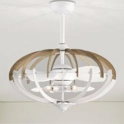 Shana 27 in. 6-Light Indoor Gloss White and Faux Wood Grain Ceiling Fan with Light Kit by Warehouse of Tiffany -Warehouse of Tiffany Shop white gloss warehouse of tiffany ceiling fans with lights dw01w53ib 4f 1000