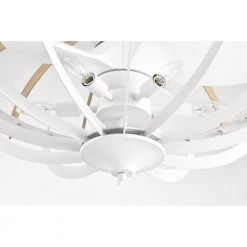 Shana 27 in. 6-Light Indoor Gloss White and Faux Wood Grain Ceiling Fan with Light Kit by Warehouse of Tiffany -Warehouse of Tiffany Shop white gloss warehouse of tiffany ceiling fans with lights dw01w53ib 76 1000