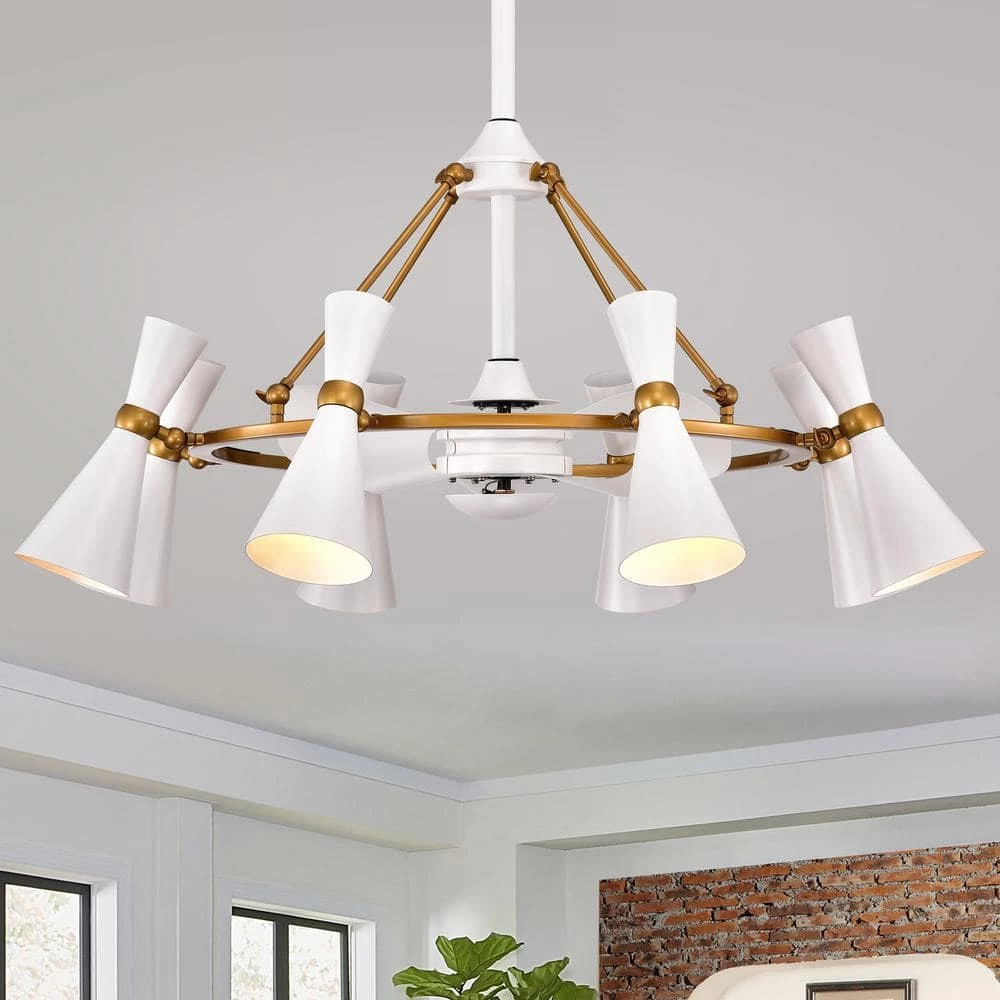 Prin 42 in. White Indoor Remote Controlled Fandelier with Light Kit by Warehouse of Tiffany 5 Prin 42 in. White Indoor Remote Controlled Fandelier with Light Kit by Warehouse of Tiffany - Image 3