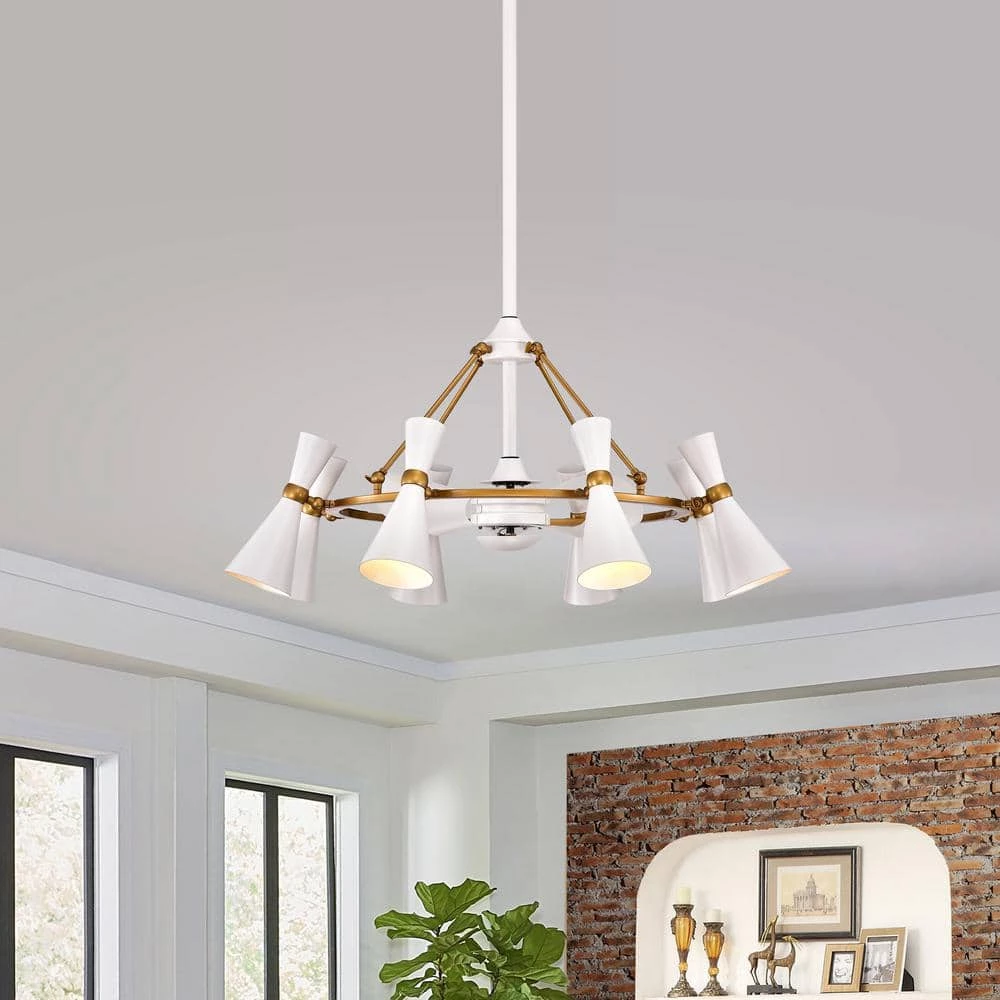 Prin 42 in. White Indoor Remote Controlled Fandelier with Light Kit by Warehouse of Tiffany 4 Prin 42 in. White Indoor Remote Controlled Fandelier with Light Kit by Warehouse of Tiffany - Image 2