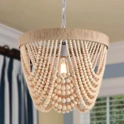 Elli 18 in. 1-Light Indoor White and Light Brown Pendant with Light Kit by Warehouse of Tiffany