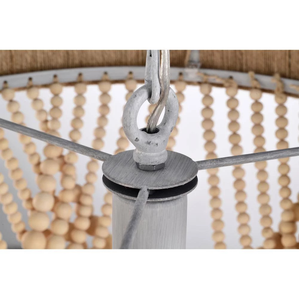 Elli 18 in. 1-Light Indoor White and Light Brown Pendant with Light Kit by Warehouse of Tiffany 4 Elli 18 in. 1-Light Indoor White and Light Brown Pendant with Light Kit by Warehouse of Tiffany - Image 2